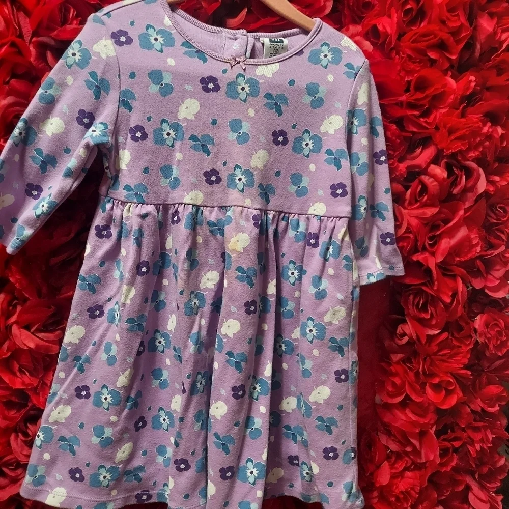 Gap Toddler Size 3 Dress Purple w/ flower detail (2 stains - see pictures)
